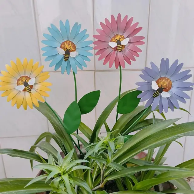 Kerti Dekoratív Tét Rozsdaálló Fém Virágos Vízálló Vasvirág Dísz Kültéri Gyep Udvari Dekoráció - Image 2