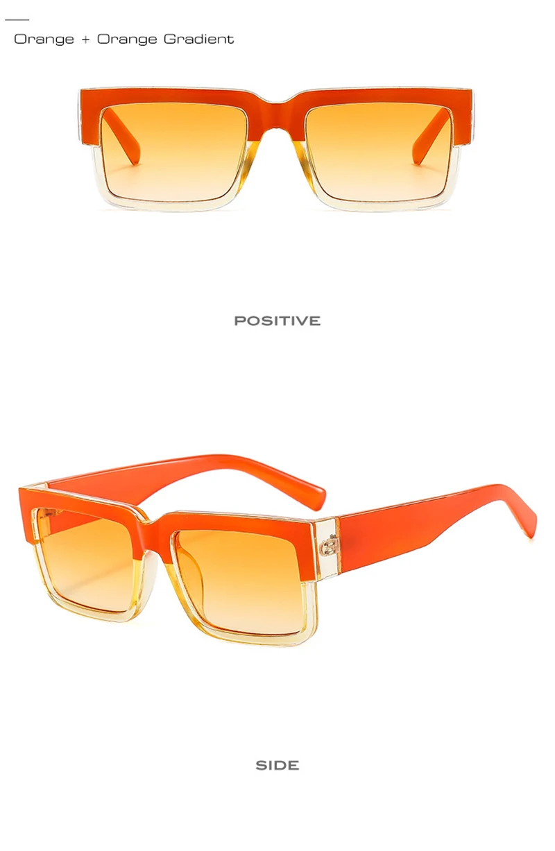 Retro vierkante zonnebril voor heren en dames gradient uv400_voghion.com