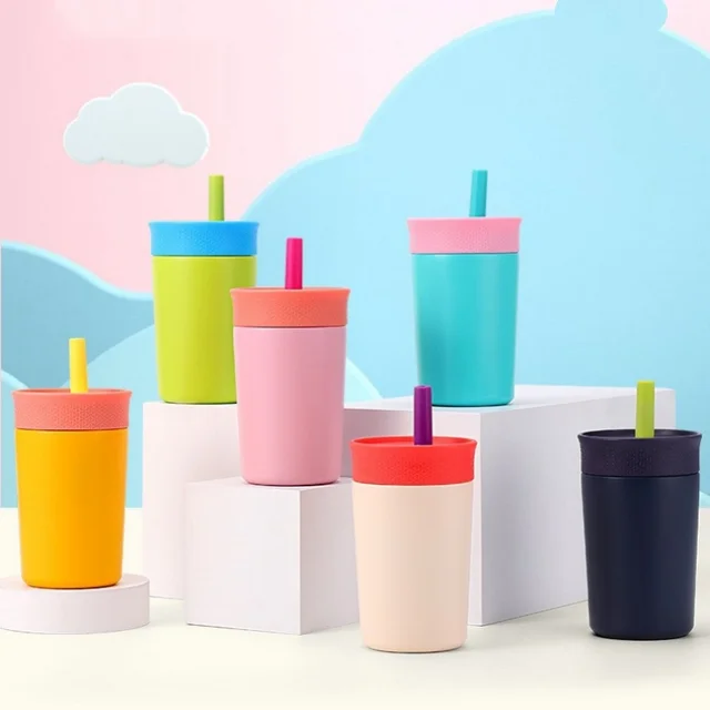 12oz Portable Thermos Cup Coffee Mug Stainless Steel Vacuum Flask Cold&Hot Sport Cup Car Cup with Straw Travel Mug Insulated Cup
