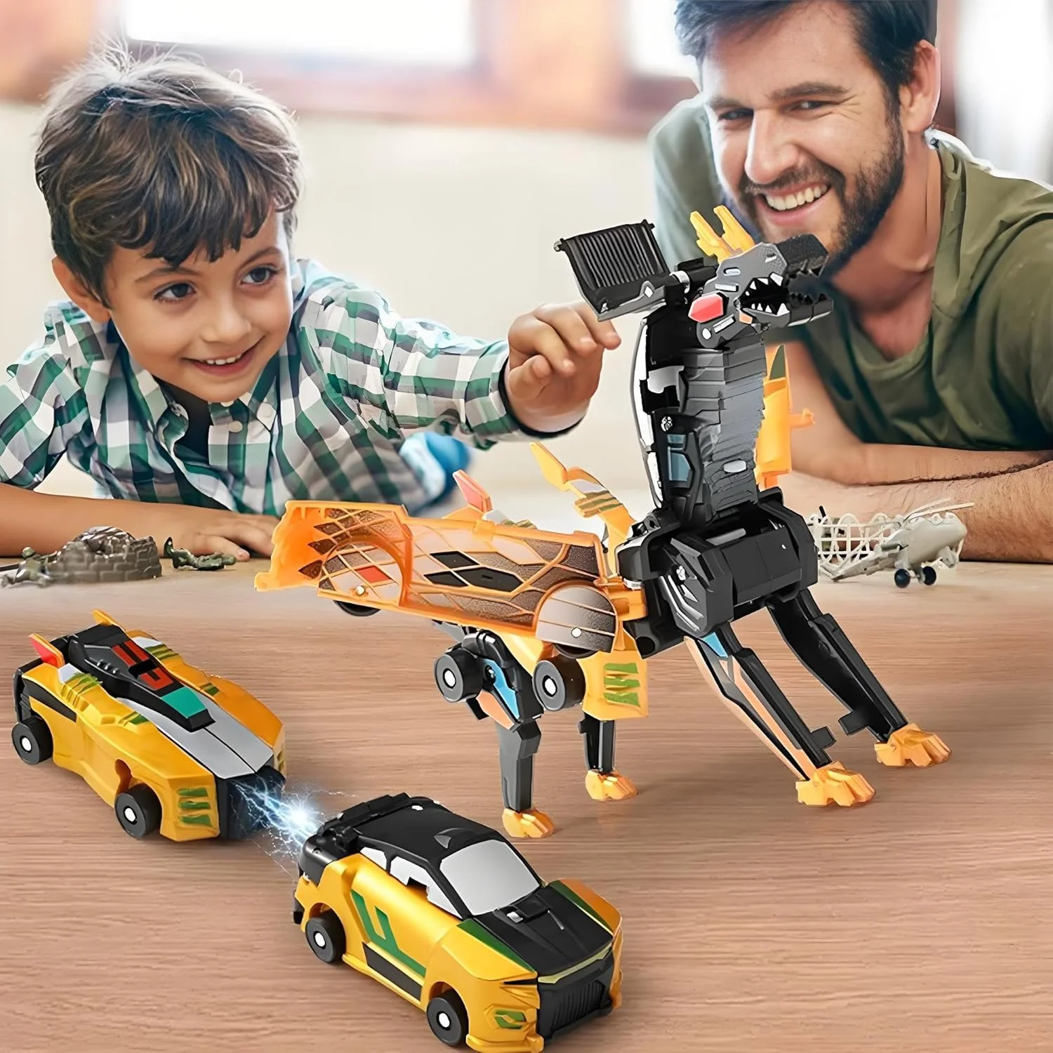 Magnetic Transforming Car Toy - Unicorn Dinosaur Combo for Kids