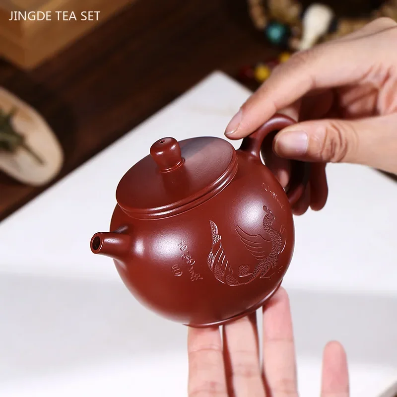 180ml Boutique Dahongpao Purple Clay Teapot Handmade Ball Hole Filter Beauty Tea Pot High Quality Yixing Zisha Tea Accessories