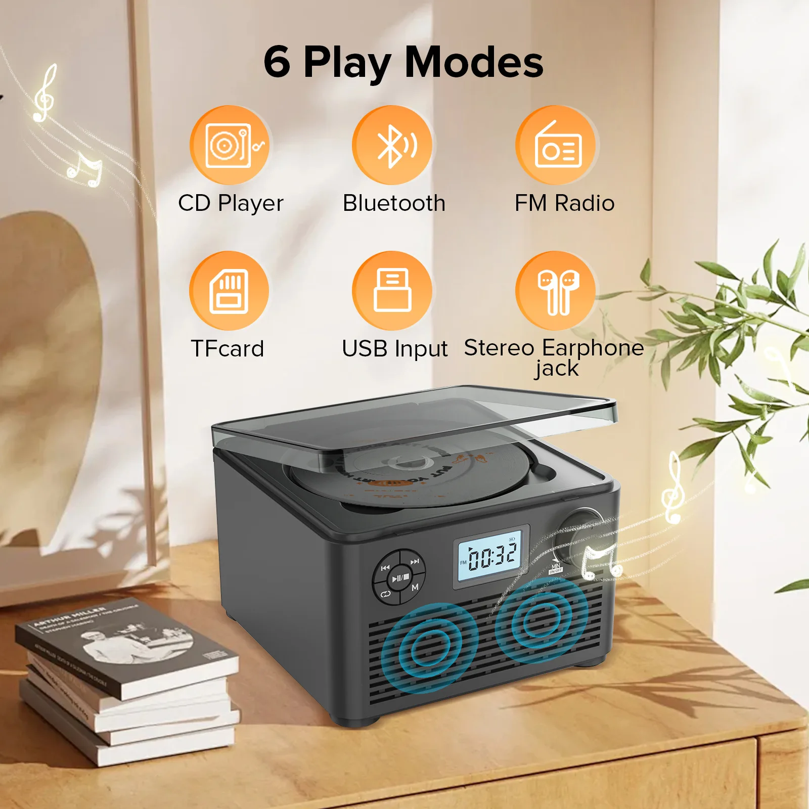 

Портативный Перезаряжаемый CD-динамик в стиле ретро, FM-радио, Hi-Fi стерео, домашний музыкальный альбом с Bluetooth, CD-плеер, устройство для обучения на английском языке