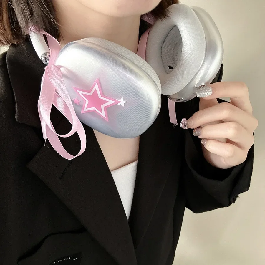 Per Airpods Max Case Fashion Star Custodie Protettive In Silicone Per Auricolari Bluetooth Trasparenti Per Apple Airpods Max Cover