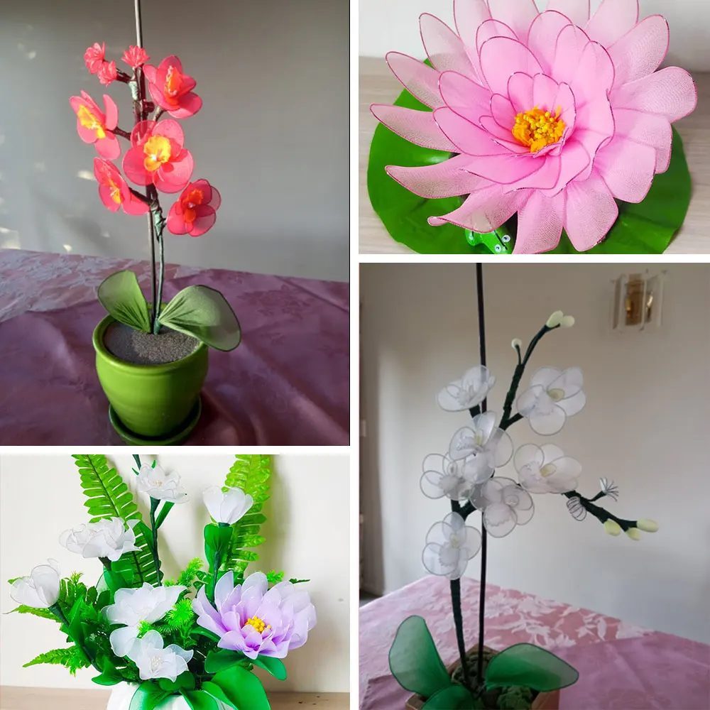 20Pcs/set Nylon Stocking Flower Making Material Handmade Craft Accessory Artificial Silk Ronde Flower Accessories For Home Decor