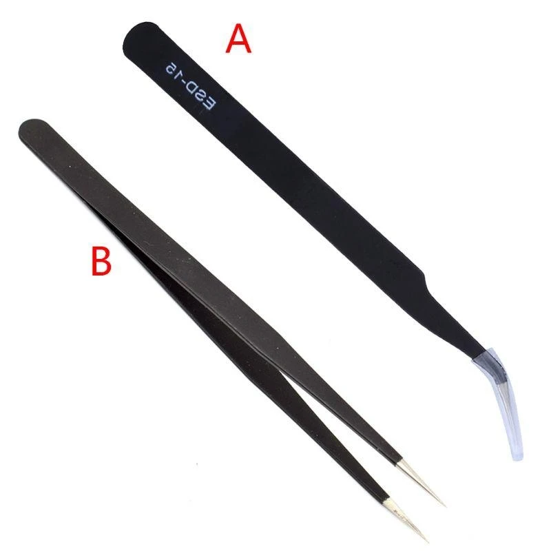 Precision Tweezers Clamp Plier Curved Tweezers Curved Bent Tip Jewelry Nipper Repair Hand Tool ESD-14/ESD-15
