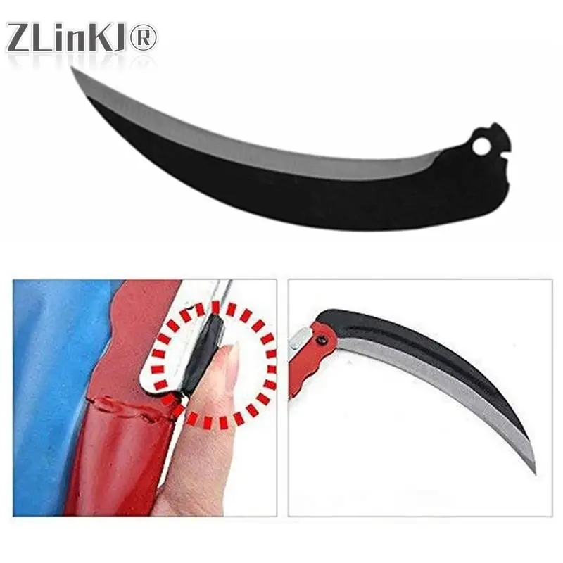1pcs Foldable Sickle Agricultural Lightweight Gardening Grass Sickle Mow Cut Wheat Metal Long Handle Garden Weeding Tools weeding tool