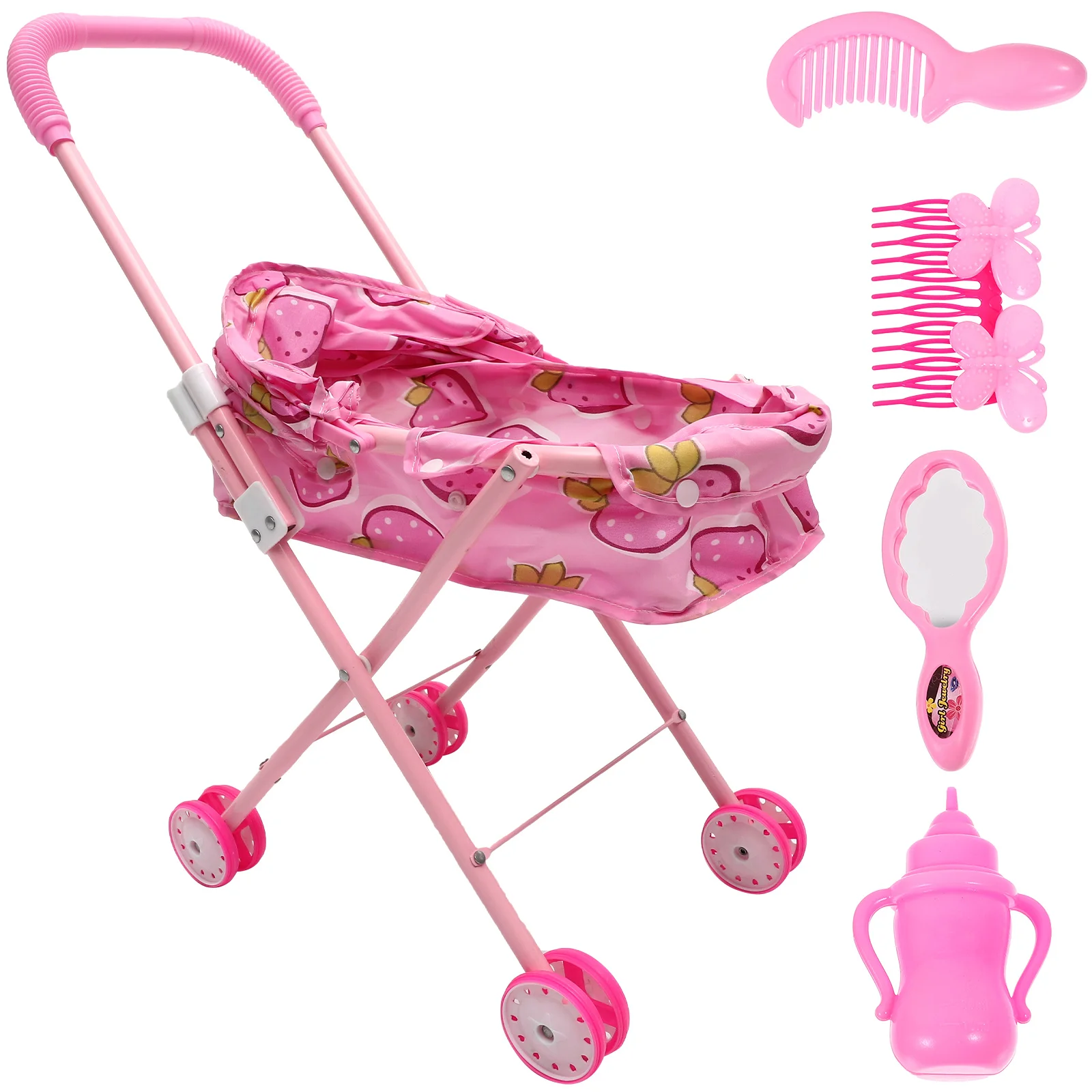 

Doll Stroller Toys Kids Simulated Stroller Model Playset Doll Accessories Baby Doll Trolley Pretend Toy Girl