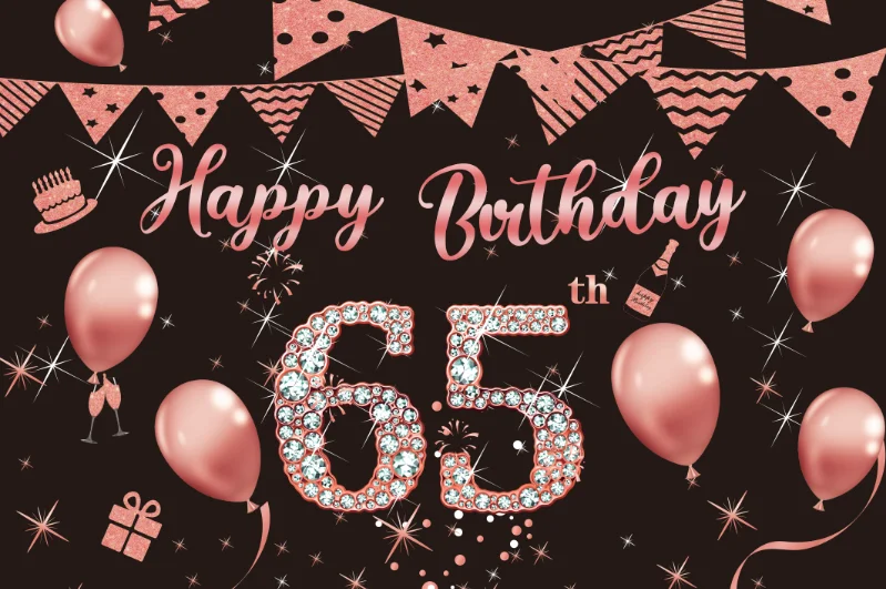 65. Geburtstag Banner 150x90 Cm – Roségold Design Für Frauen, Vinyl, Mit Aufhängeösen