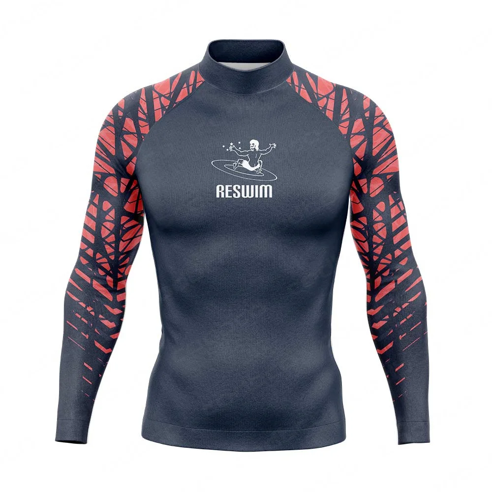 

Men's Swimsuit Surf Shirt Long Sleeve Swimming T-shirt Beach UV Protection Swimwear Rash Guard New Lycra Surfing Diving Swimsuit