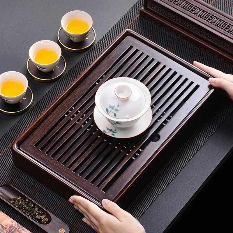Small Tea Tray Wooden Partitioned Dish Vintage Chinese Kung Fu Tea
