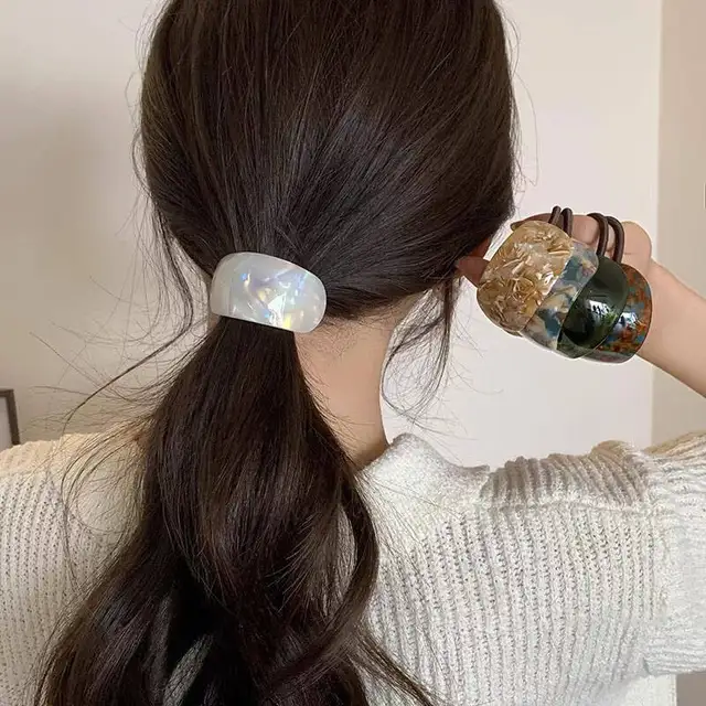 Korean Acetate Oval Circle Hair Ropes For Women Vintage Elastic Ponytail Holder Hair Bands Scrunchies Hair Accessories Headwear 1