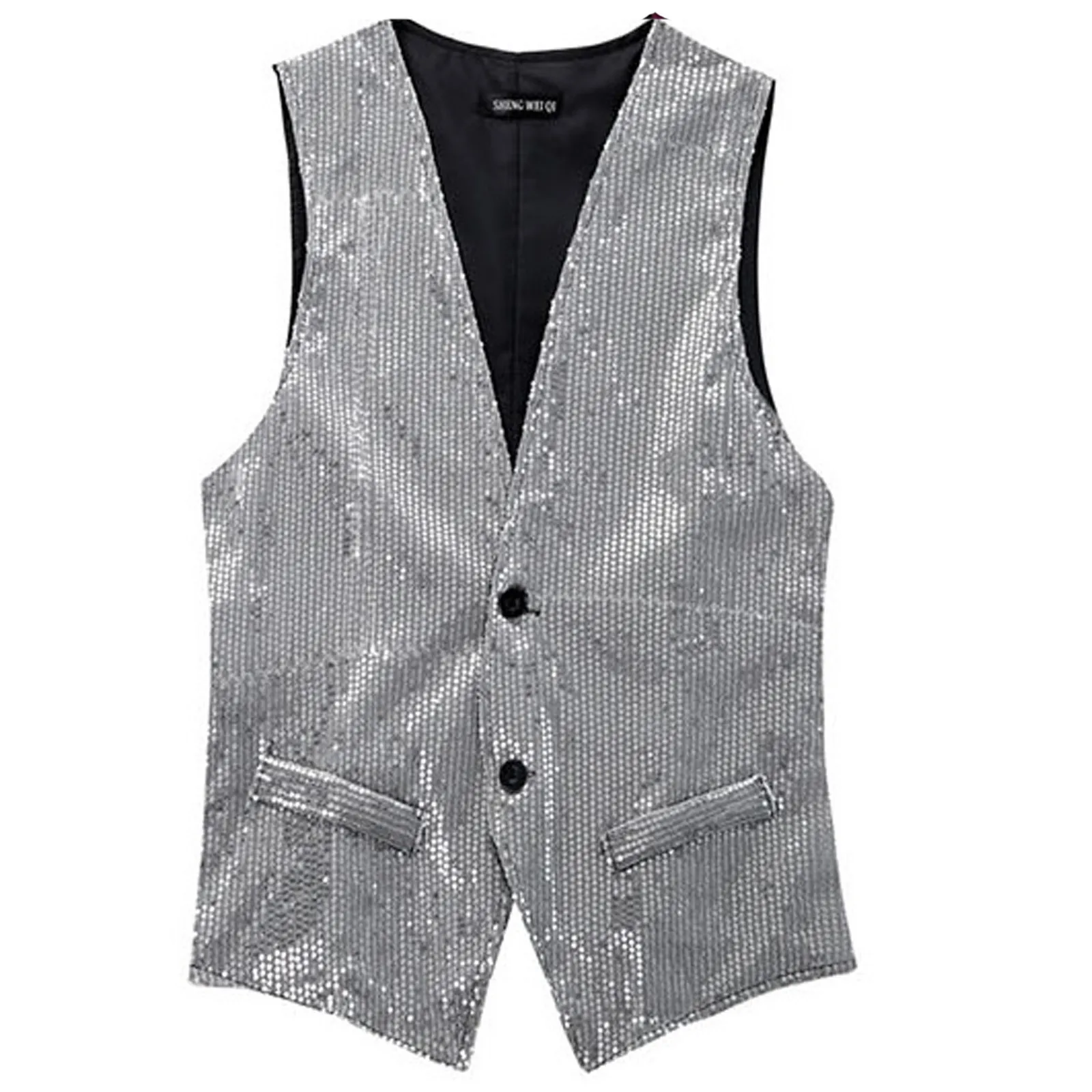 

Mens Sequined Waistcoat Men's Slim Fit Button Suit Vest Sleeveless Single Breasted Suit Jacket Business Wedding Party Waistcoats