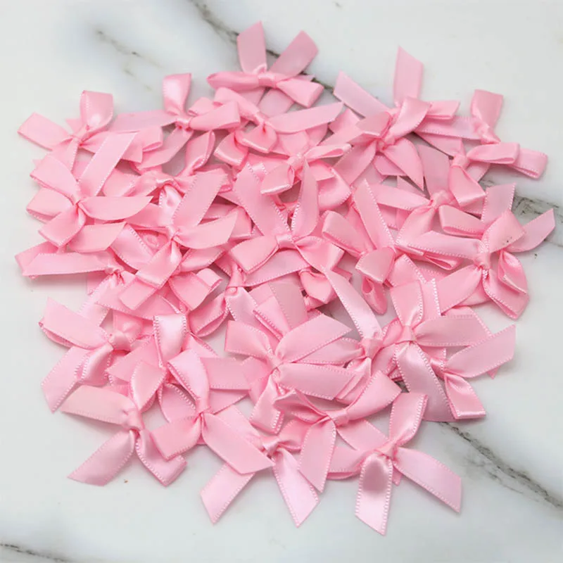 (50 Pcs) 4*4cm Colourful Ribbon Bows Small Size Polyester Satin Ribbon Bow Flower DIY Craft Decoration images - 6