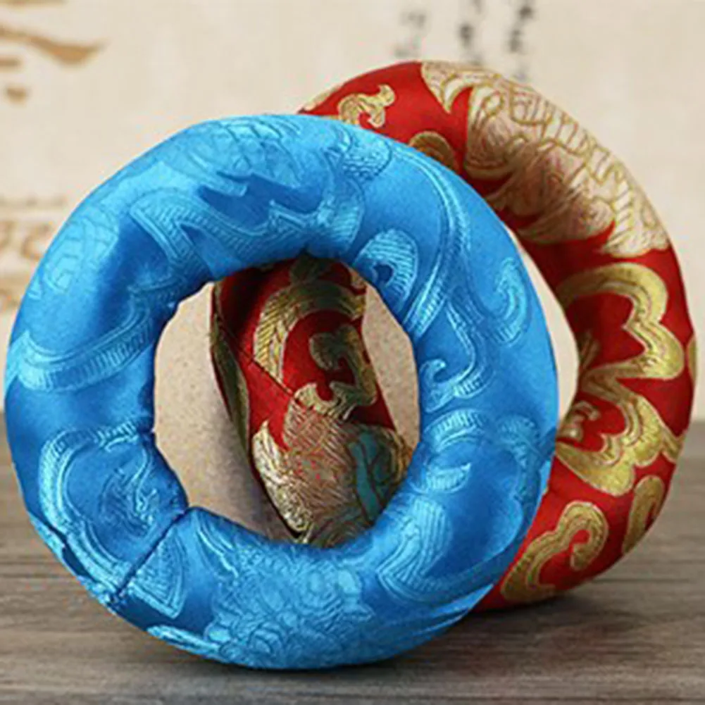 Silk Cushion Pillow Buddha Sound Bowl Pad for Tibetan Singing Bowl in Nepal Cushion Embroidered Handcrafts Random Color, Buddha sound bowl