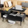 Lift Top Coffee Tables for Living Room, Small Modern Wooden Center Tables with Storage Shelf and Hidden Compartment 1