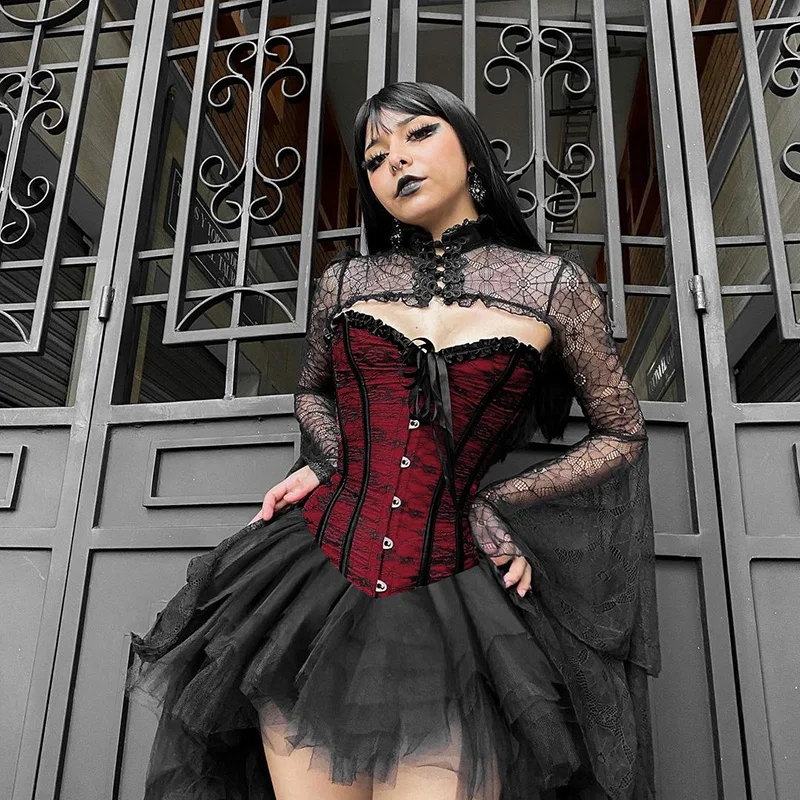 Dentelle Tunique Gothique Chemise Dentelle Noir Pour Femme Modalova