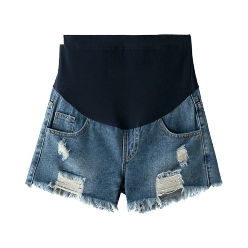 Summer Women Maternity Short Pants Pregnancy High Waisted Denim Shorts Plus Size