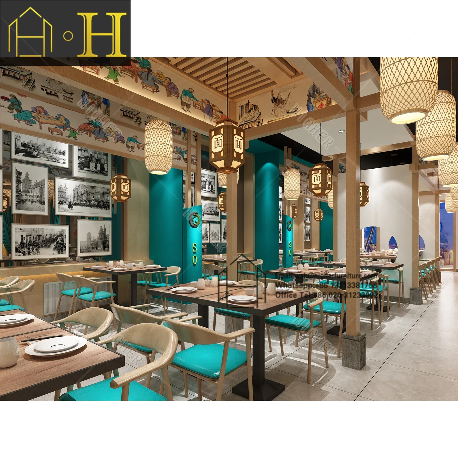 high quality restaurant table wooden dinning table and chair set for restaurant and bar