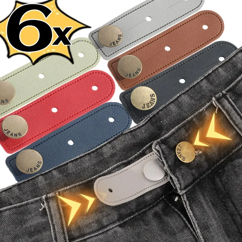 1/6Pcs Leder Jeans Taille Extender Schnalle Frauen Männer Einstellbare Bund Taste Löcher Hosen Hosen Taste Verlängerung Schnalle