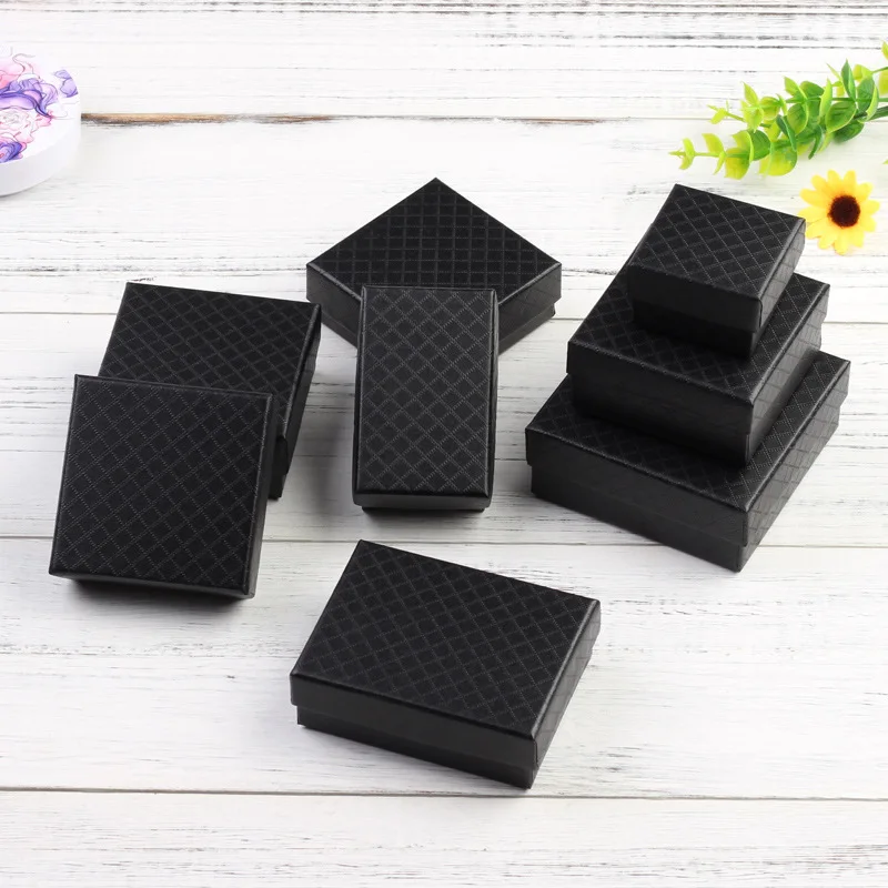 

50pcs Luxury Jewelry Gift Packaging Box 5x5x3cm 7x9x3cm Small Cardboard Case Earrings Ring Bracelet Necklace Organizer Boxes