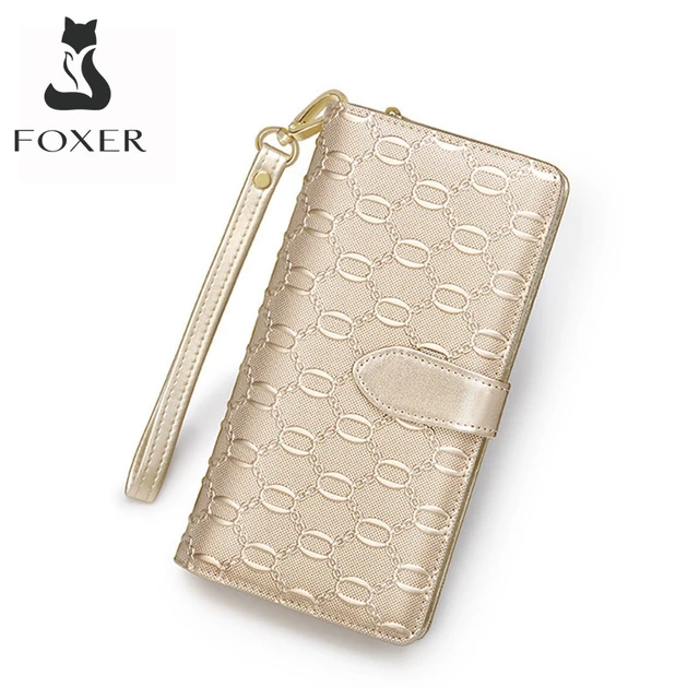 Foxer Glitter Bifold Wallets for Women, Split Cowhide Gift Box Packing Ladies Leather Clutch Purses with Zipper Coin Pocket Womens Credit Card Holder