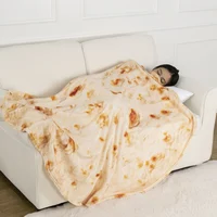 Funny Round Corn Tortilla Blanket Soft Throw Blanket for Bed Fleece Sofa Plaid Plush Bedspreads Winter Warm Flannel Wrap Blanket 2