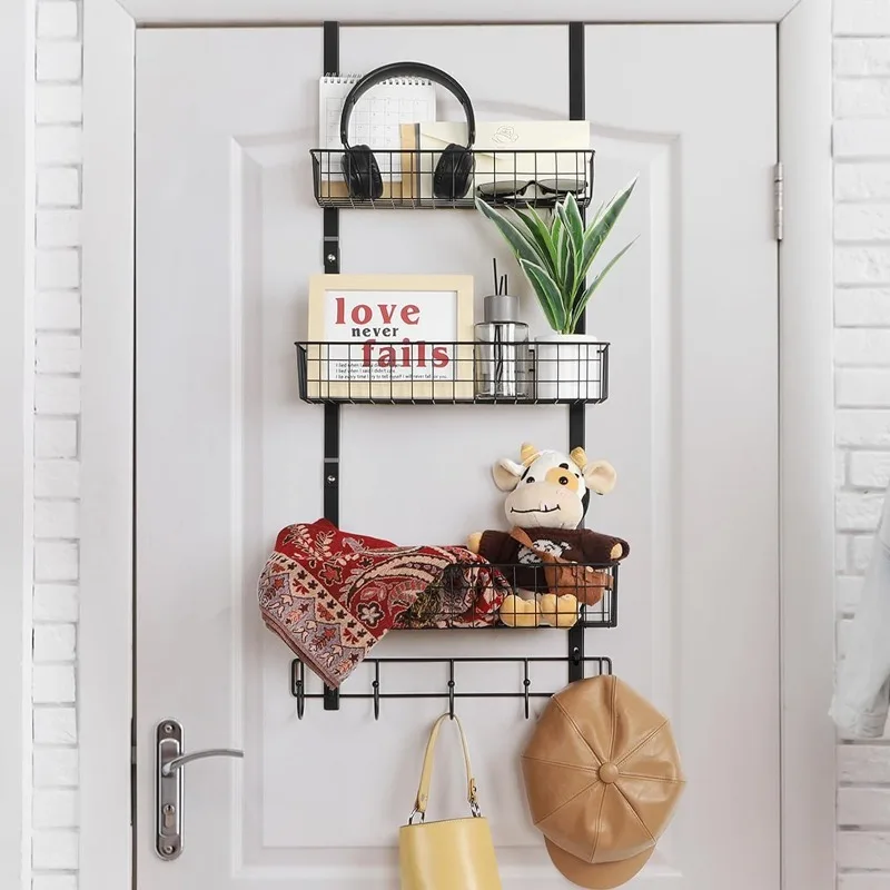

The Door Organizer with Hooks 3 Tier Hanging Pantry Storage and Organization for Kitchen Over The Door Spice Rack with Baskets