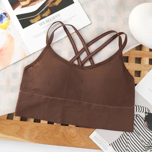Sexy women Tops back cross strap tank top push up running sports bra breathable soft fitness beauty solid color yoga bra