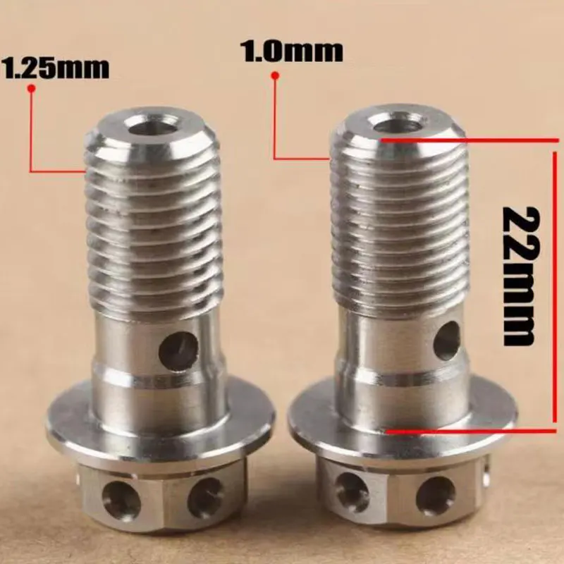 Motorcycle Banjo Bolt Brake Hose Screw M10*22mm*1.25mm 1.0mm Universal Hollow Outer Hexagonal Fine Tooth Disc Caliper