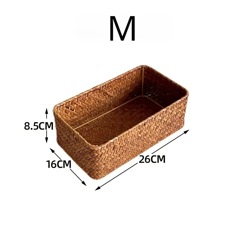 Storage Baskets Straw Pot Rattan  Fruit Storage Box Cosmetic Storage Container Basket Desk Organizer Picnic Basket 3
