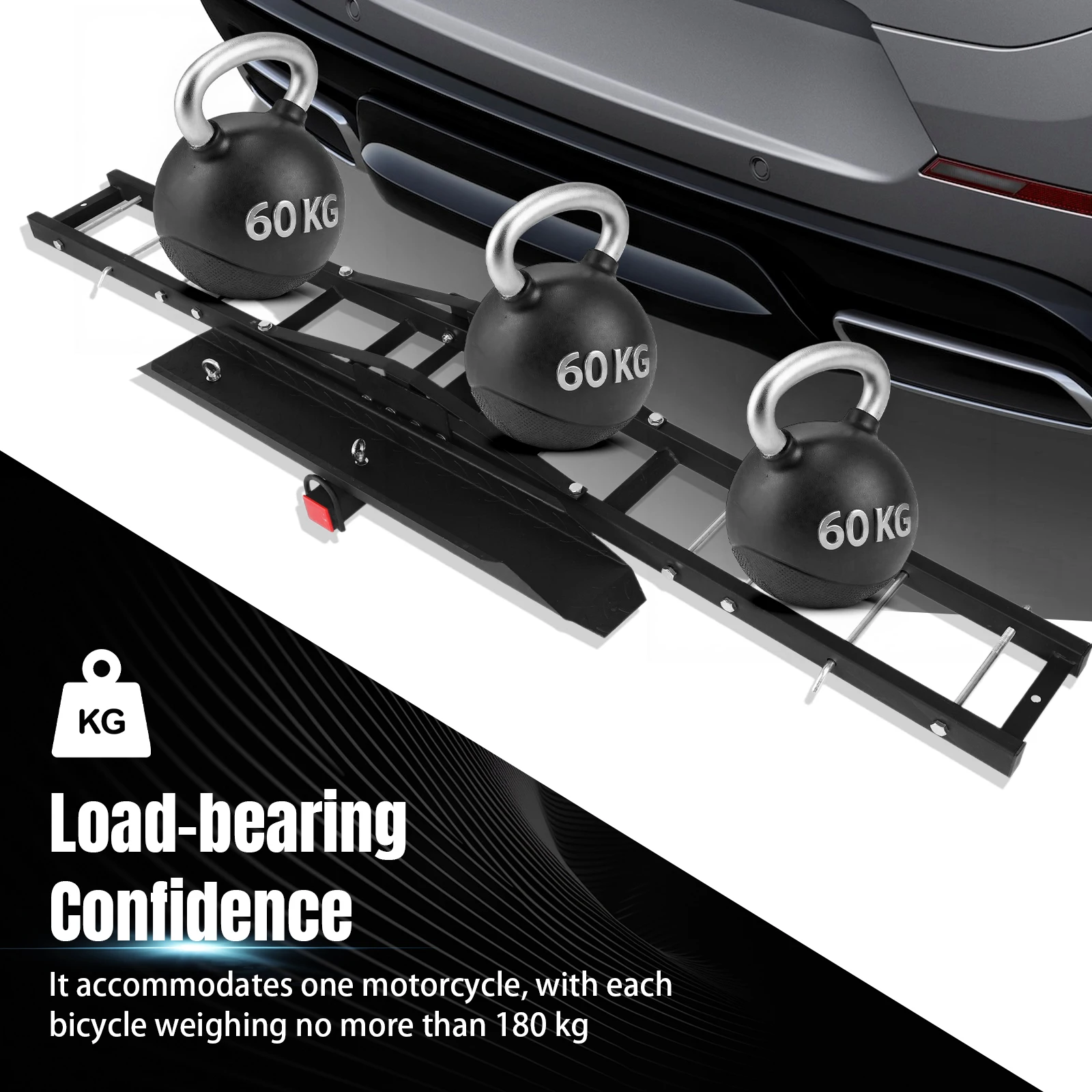 Motorcycle Hitch Carrier Anti Tilt Rear Trailer Steel Mount Rack Rust Proof Electric Bicycles Racks for SUVs Cars Trucks Vans