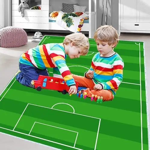 Green Soccer Field Carpet for Children's Room Game Large Area Rug Luxury Home Decor Non-Slip Children's Playmat Play Home Decor 5