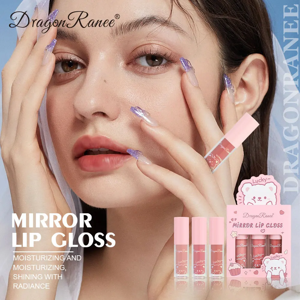 3pcs/set Adorable Bear Mirror Lip Glaze Long-Lasting Non-Fading lip gloss Hydrating Liquid Lipstick Lip Makeup Products 2