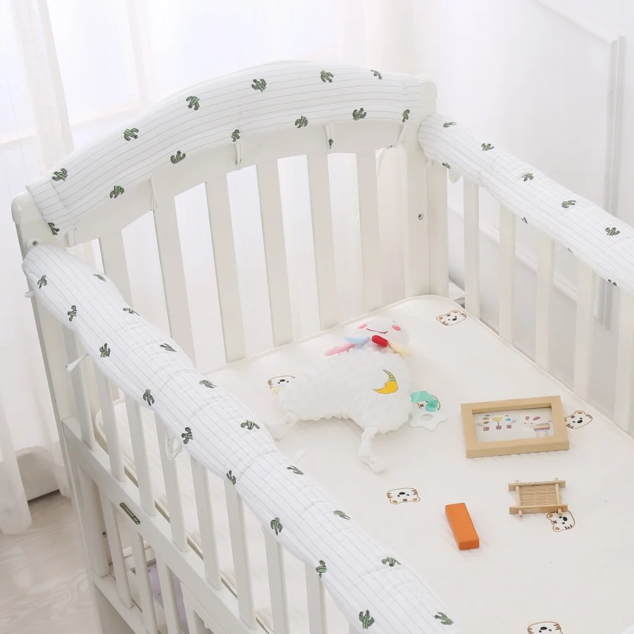 Pure Cotton Bumpers for Baby Beds Soft Edge Guards to Prevent Bumps Cushion Fences for Joint Beds with Anti-Bite Strips