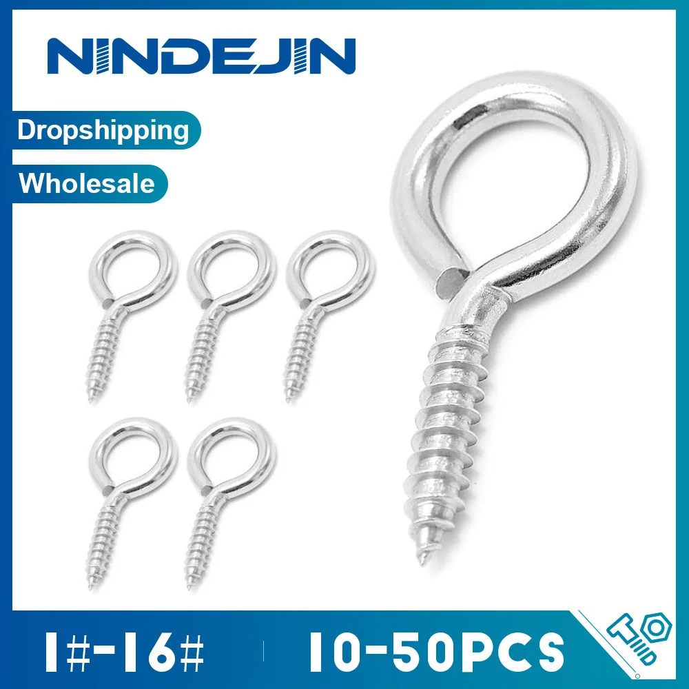 5-50pcs 5#-16# Heavy Duty Eye Hooks Screw Nickel Plated Steel 1# 2# Small Eyelet Screw For DIY Jewelry Craft