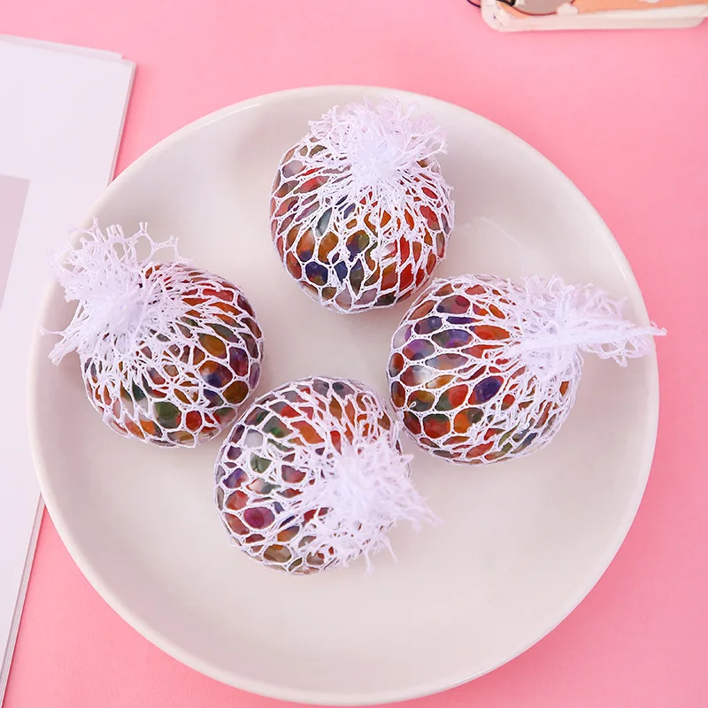 Anti-Stress Grape Ball Rainbow Squeeze Grape Toys Colorful Mesh Ball Soft Elastic Anxiety Relief Fidget Decompression Toy fidget toy sensory fidget toy anti stress toy finger sensory toy