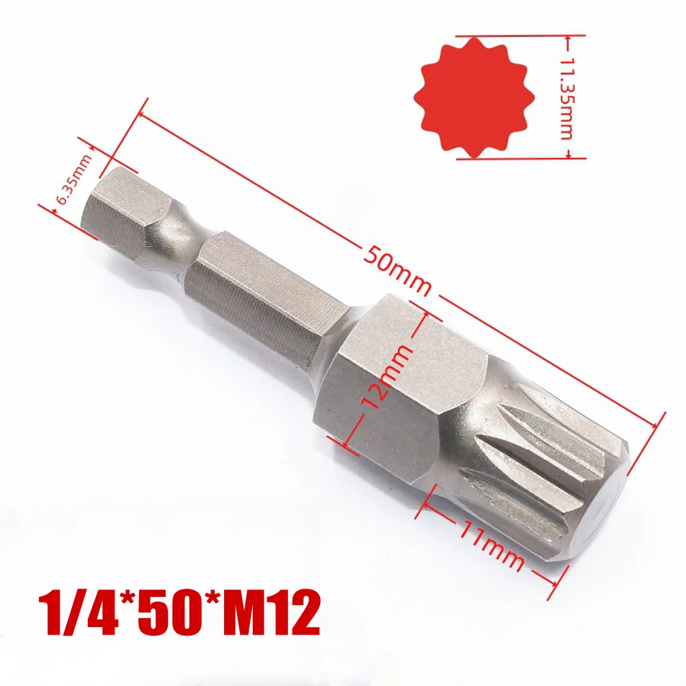 50 mm 12-Punkt-Torx-Schraubendreher-Bit, Sechskantschaft, magnetisch, M5, M6, M7, M8, M10, M12, elektrischer manueller Schraubendreher, Luftbohrer – Detail 9