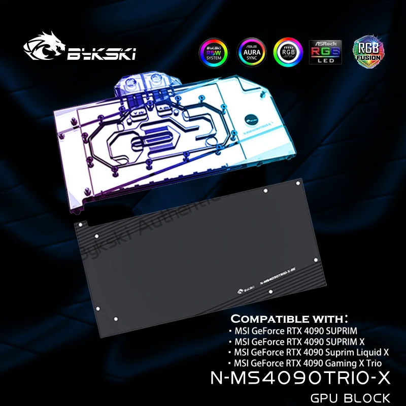 Blocco Di Raffreddamento Bykski N-Ms4090Trio-X Gpu Per Msi Rtx 4090 Suprim X / Rtx4090 Gaming X Trio 24G, Con Sistema Di Liquidi Vga Con Piastra Poste