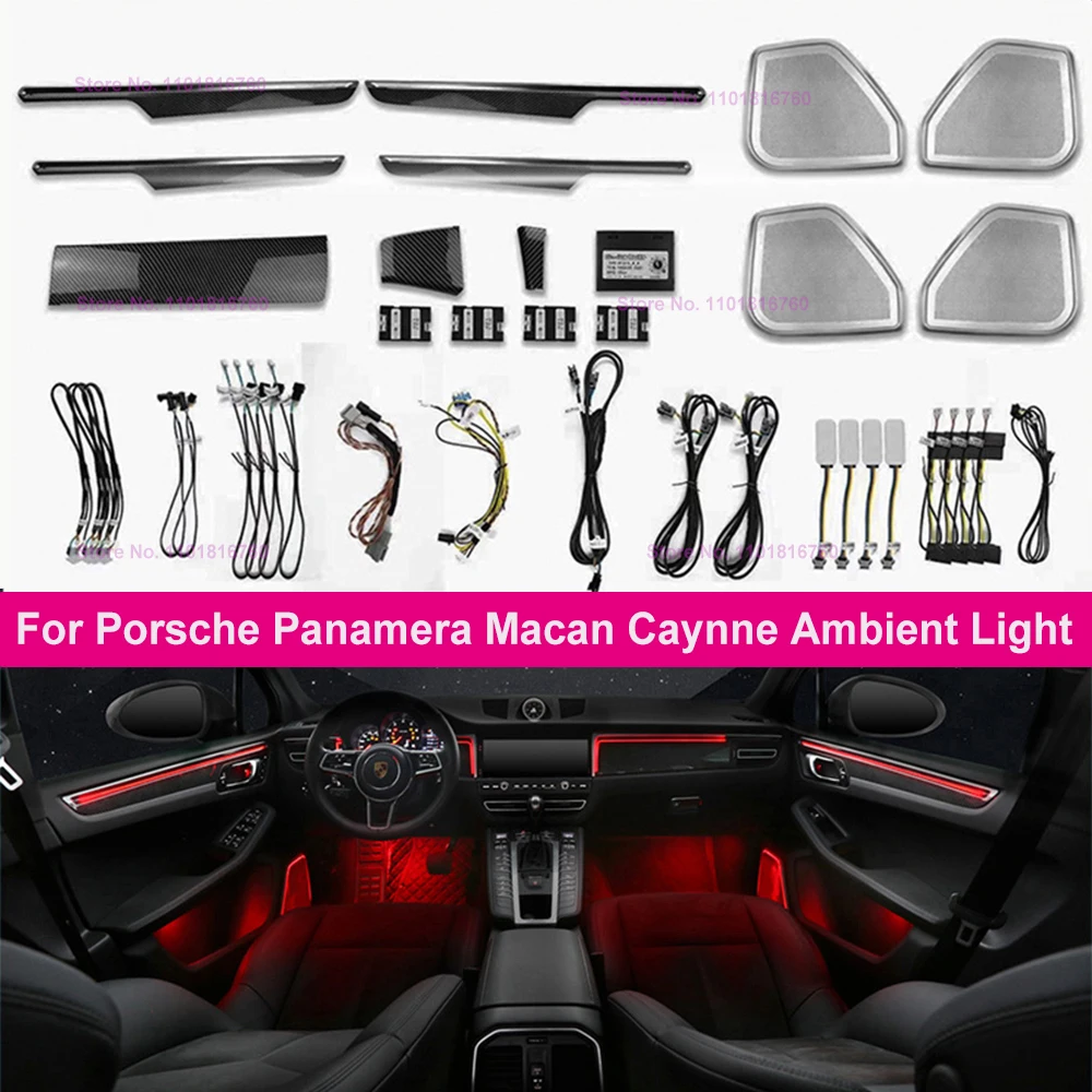 

For Porsche Panamera Macan Caynne 2020-2021 Ambient Light LED Dashboard Door Panel Atmosphere Lamp illuminated Strip Neon Lamp