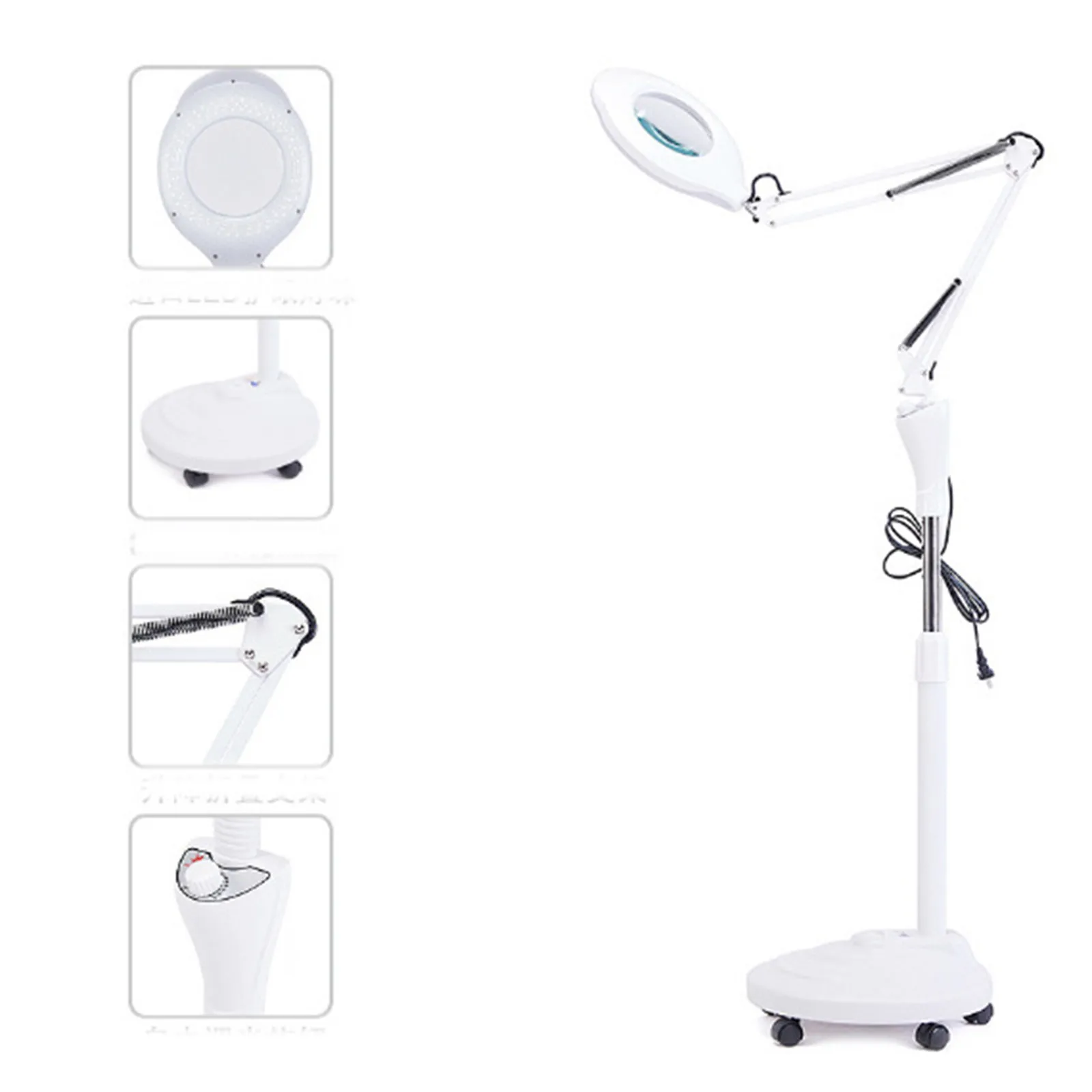 Lampada A LED 16x Con Lente D'Ingrandimento Per Tatuaggi E Salone Di Bellezza – Luce Fredda Senza Ombre – Altezza Regolabile 65-172cm