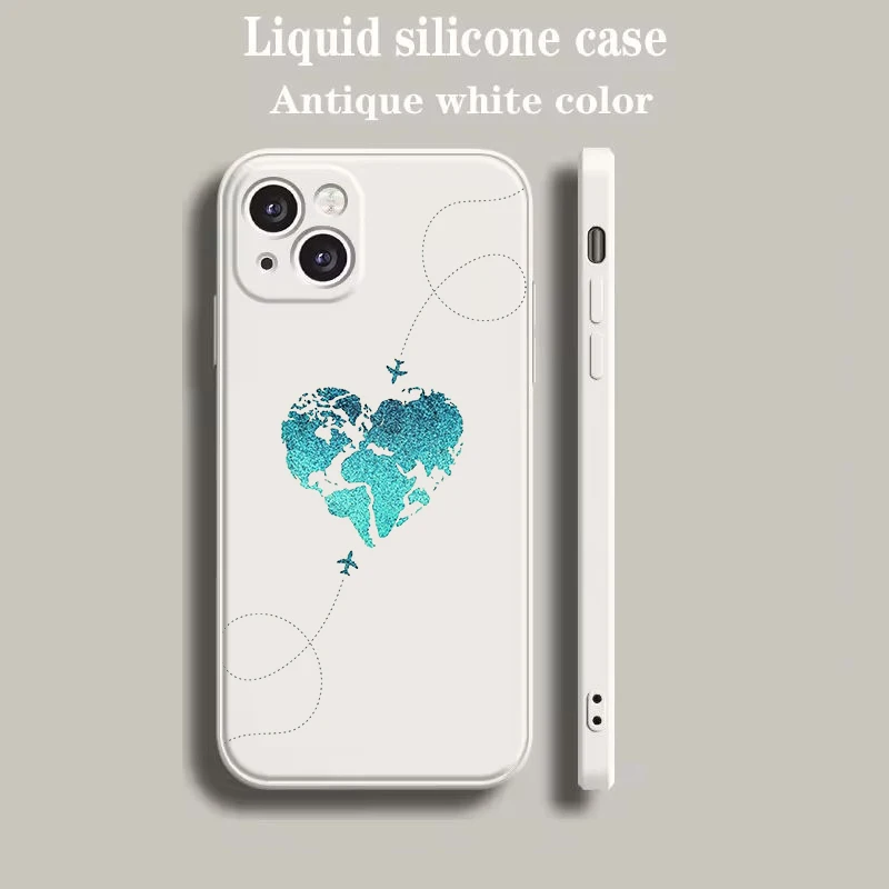 Beige Cartoon World Map Scenery Direction Phone Case