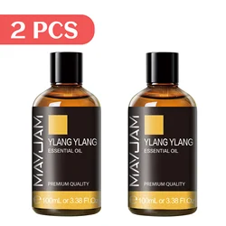 Aromatic Blend Essential Oil Set - Sweet Orange, Vanilla, Geranium, and Clove (100ml Each) with Dropper - 100ml (2pcs Ylang Ylang)