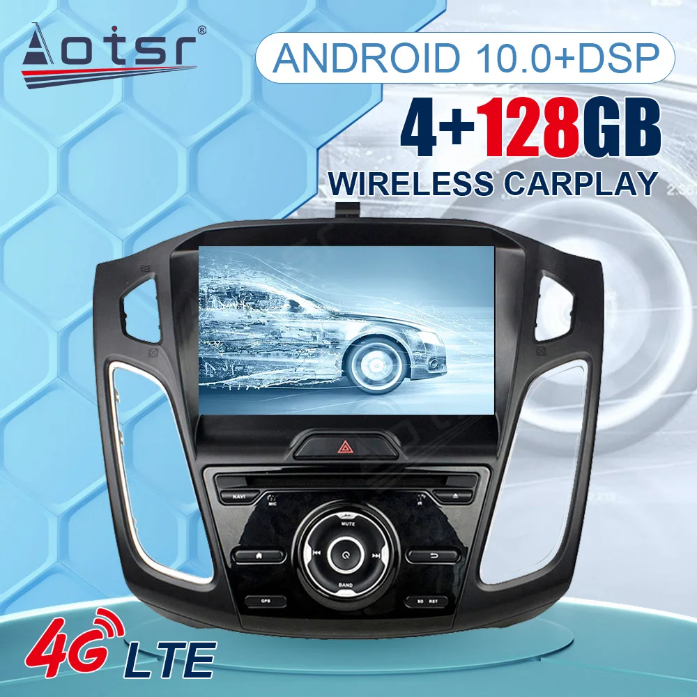 

For Ford Focus 2015+ Android 10 4+128G Tesla Style Car Radio Multimedia Player GPS Navigation Carplay Auto StereoTape Recorder