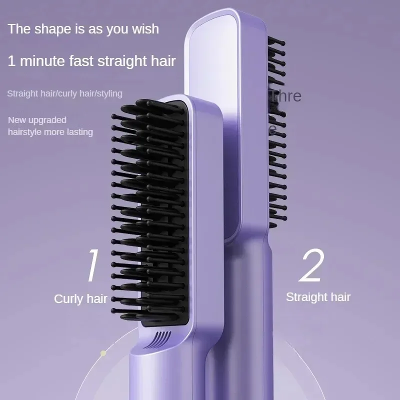 Rechargeable Hair Straightener Brush Portable Hot Comb Straightening Fashionable Negative Ion Wireless Care Straightening Comb 3