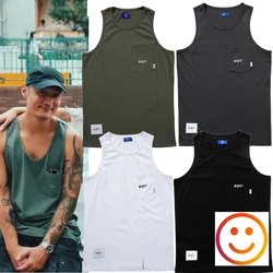 Summer Sleeveless WTPAS Tank Tops Tee Men Women Pocket Embroidery WTAPS Logo T-Shirt