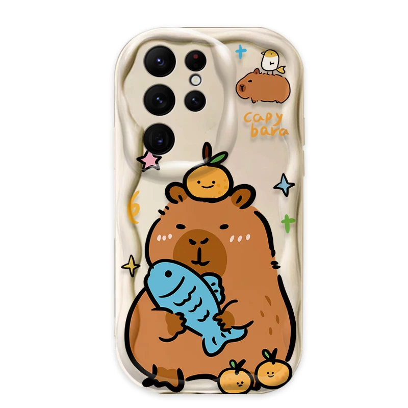 Cartoon Lovely Capybara 3D Wave Phone Case Cover