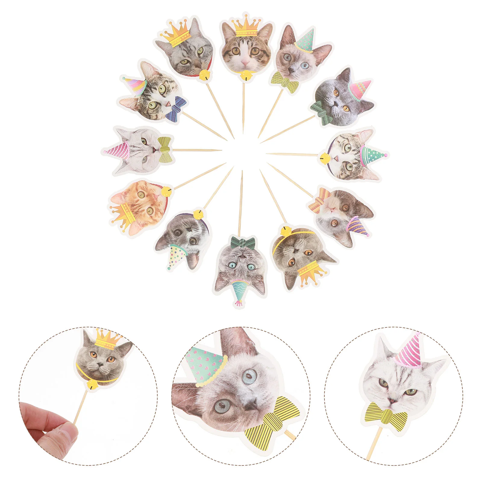 

Simulation Cat Cake Toppers Cat Birthday Party Cake Picks Pet-themed Party Decorations Lifelike Paper Crafts for Birthday