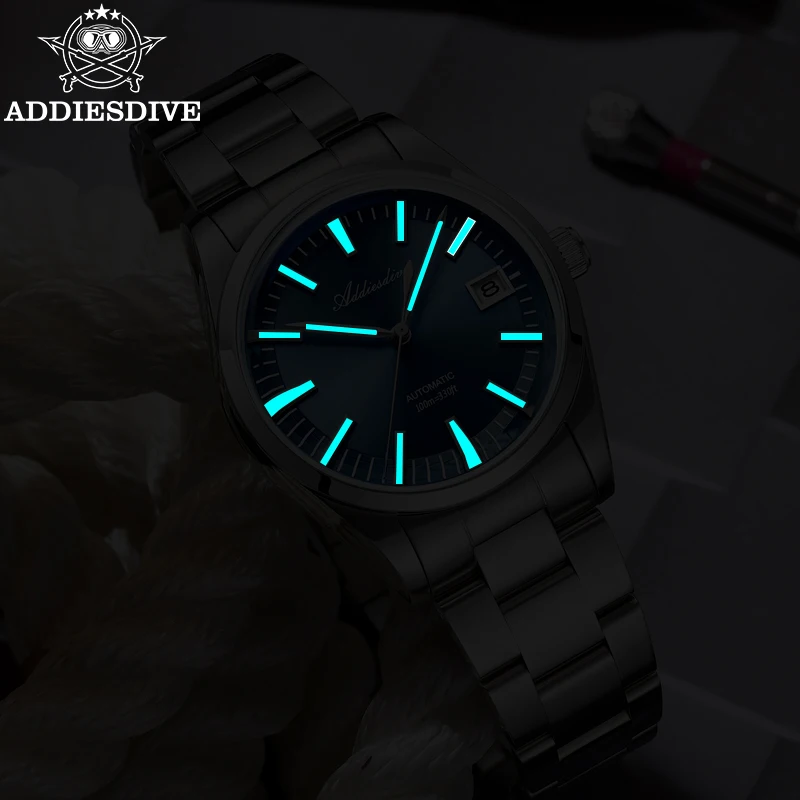 ADDIESDIVE Luxury Mechanical Watches Bubble Mirror Glass AR Coated Dome Automatic Watch Luminous Waterproof WristWatch AD2077