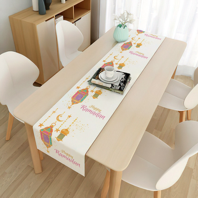 Eid al-Fitr Muslim Eid Decoration Tablecloth Moon Festival Home Long Tablecloth Placemat Mubarak Decorative Tablecloth