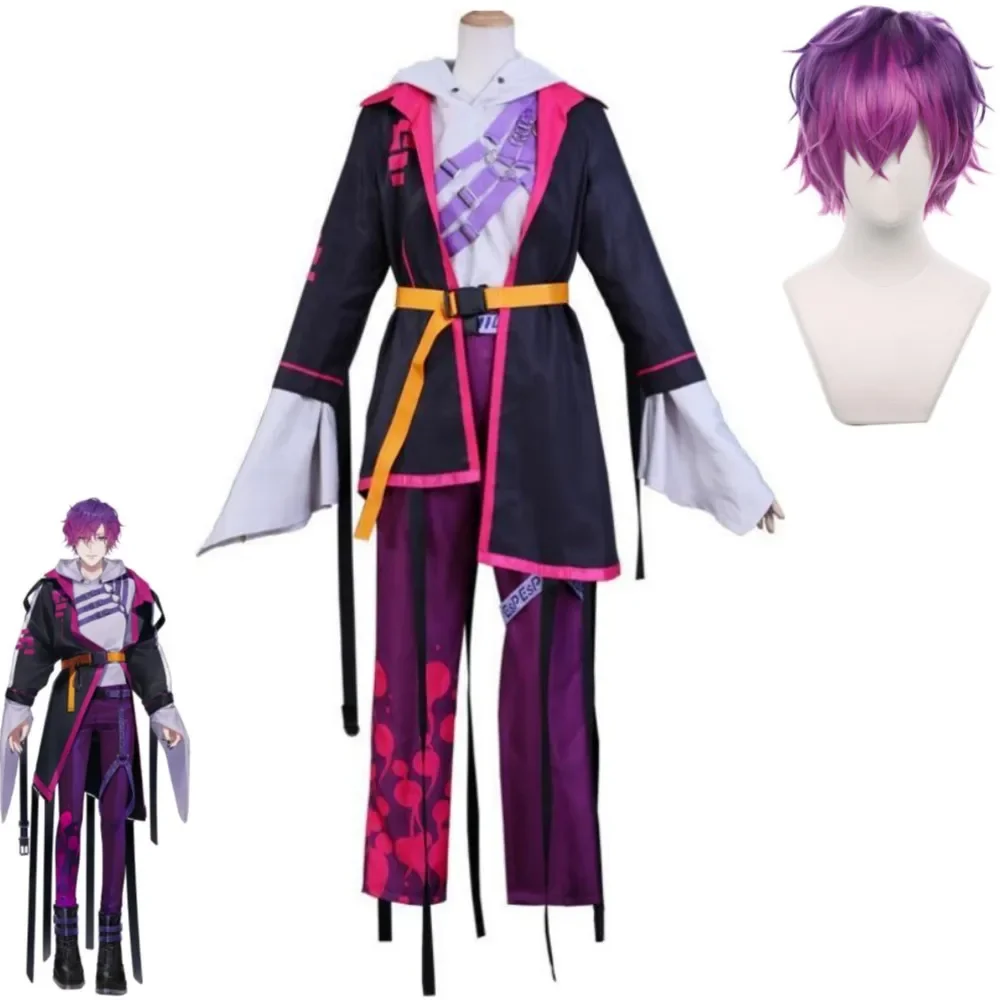 

YouTuber VTuber NIJISANJI Noctyx Uki Violeta Cosplay Costume Wig Anime Outfit Hallowen Carnival Party Man Woman Uniform Suit